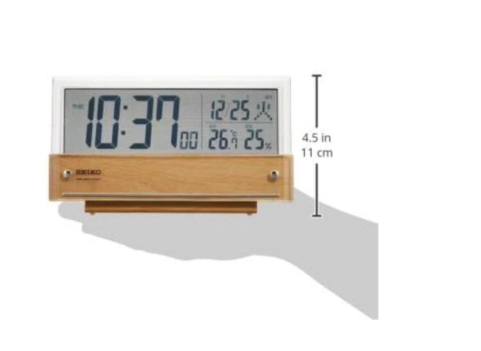SEIKO Alarm Clock SQ782B Temperature / Humidity See-through LCD Wood Grain - Image 2 of 4