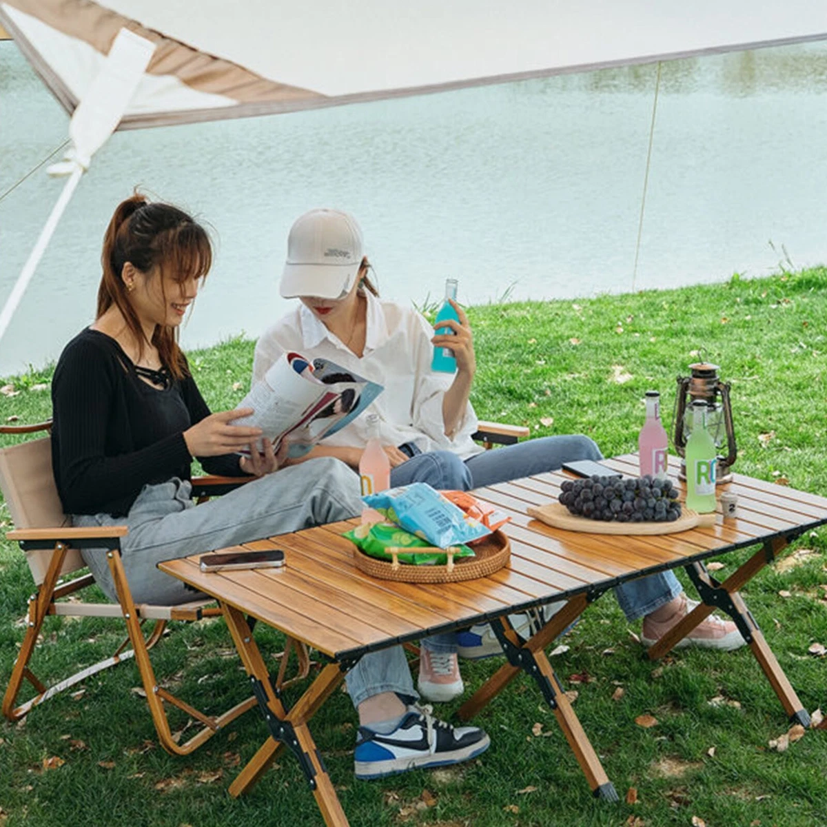 Folding camping picnic table & chairs online