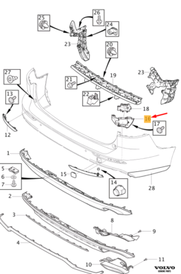 VOLVO V60 MK2 Rear Bumper Right Retainer 31455673 GENUINE for sale  