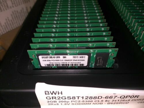 8x 2gb Qimonda/3rd GR2GS8T1288D-667-QP0R BWH 2GB 200p PC2-5300 2x128x8 DDR2-667 - Picture 1 of 3