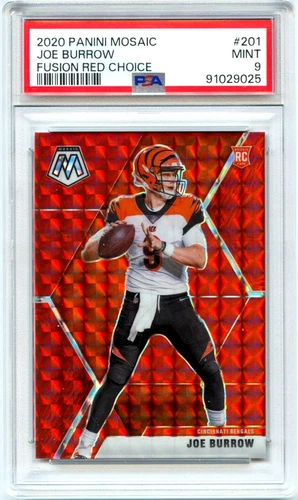 JOE BURROW RC 2020 PANINI MOSAIC RED FUSION CHOICE ROOKIE SP 4/80 PSA 9 MINT