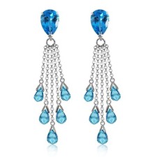 14K. CHANDELIER EARRING WITH BRIOLETTE BLUE T...