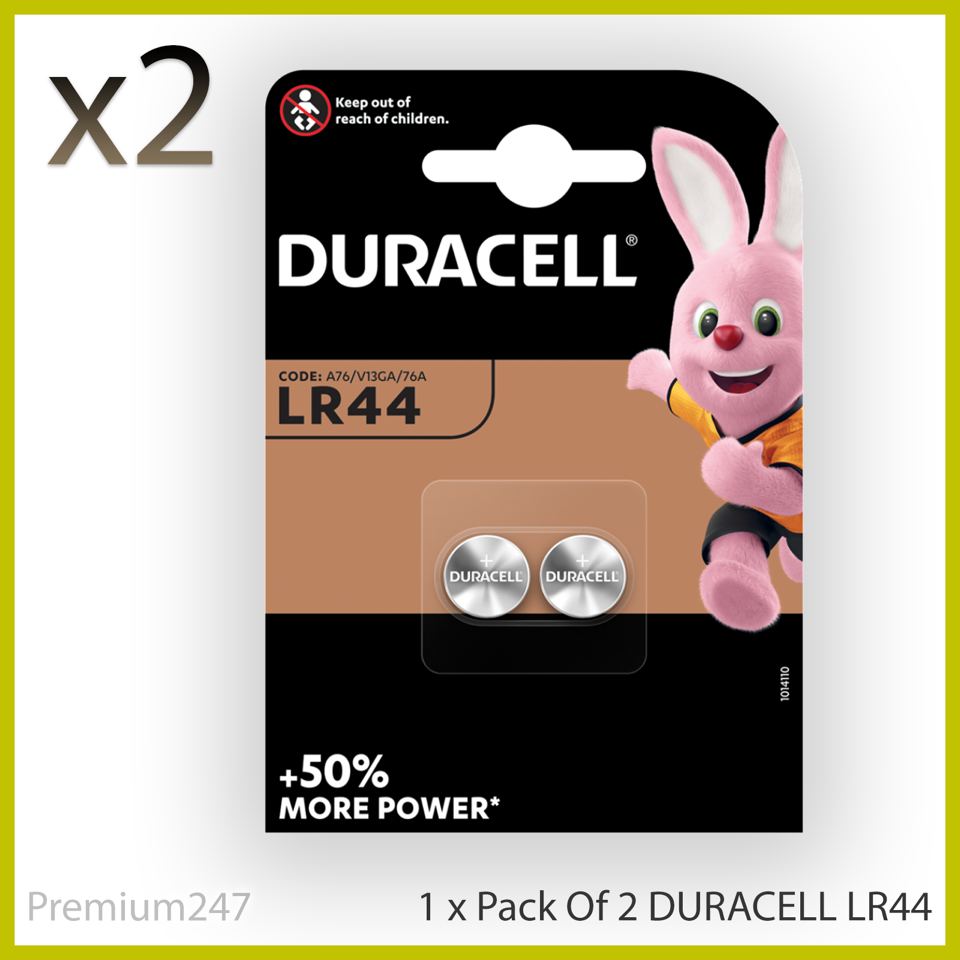4 x DURACELL LR44 1.5V ALKALINE CELL BATTERY A76 AG13 SR44 GPA76