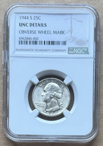 1944 S 25C NGC UNC DETAILS 1944-S WASHINGTON QUARTER SILVER 25c
