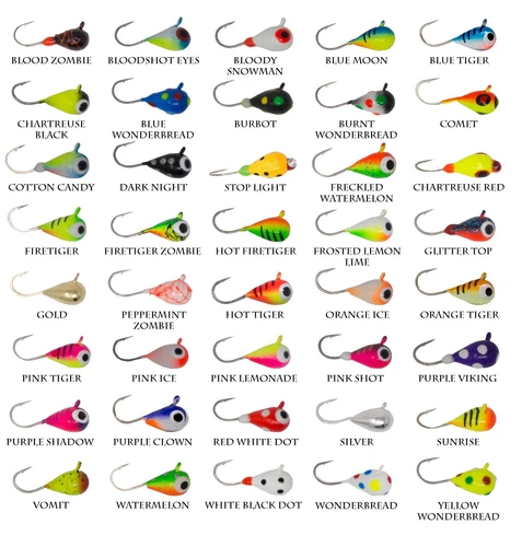 5 Pack Tungsten UV Glow Ice Fishing Jigs Crappie Perch Bluegill Trout Panfish
