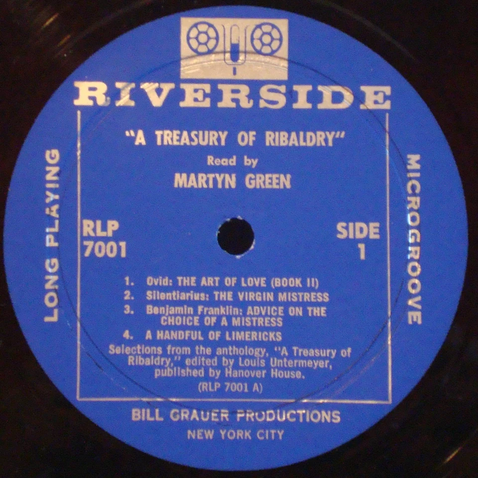 MARTYN GREEN Reads a Treasury of Ribaldry SCARCE 1957 DG BLUE RIVERSIDE MONO LP - Image 2 of 4
