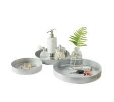 New Home Reflections Set of 3 Nesting Metal Trays in Silver