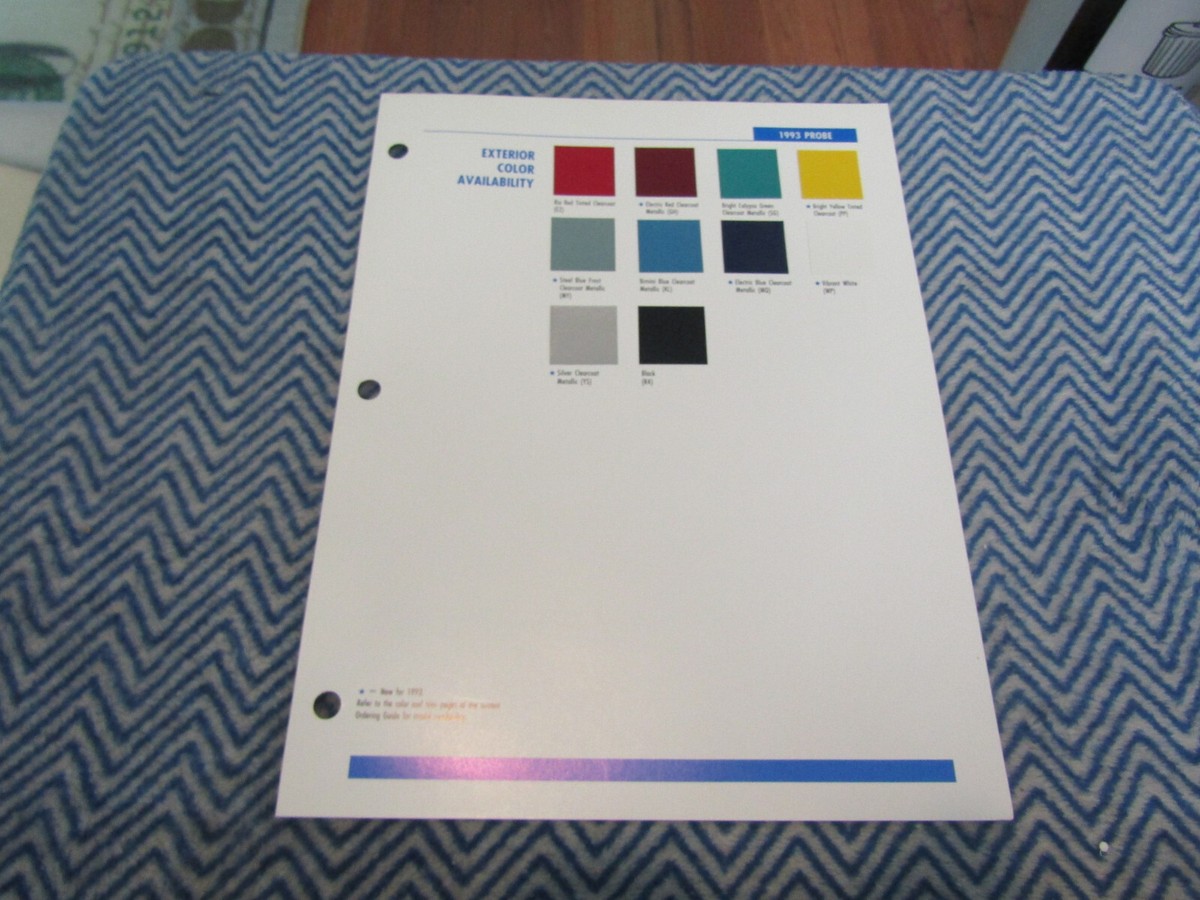 【 VIEW ON COLOUR 2nd issue 1993 】 1993 FORD PROBE DEALER ALBUM EXTERIOR COLOR AVAILABILITY CHIPS