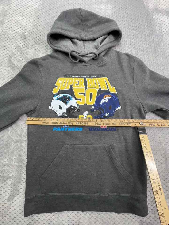Super Bowl Sweater Adult Small Hoodie SB 50 Broncos vs Panthers NFL Football - Image 4 of 4