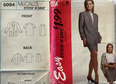 McCall s 6094 Schnittmuster ungeschnitten Jacke, Top, Rock 14 16 18 20