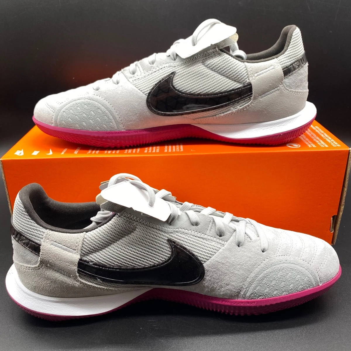 Nike Streetgato Indoor Soccer Grey Fog Dynamic Berry DC8466 021
