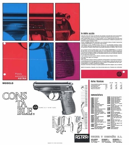 Astra Constable c1971 Model Pistol Flyer/Manual