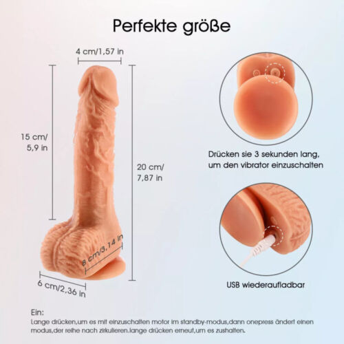 DE Penis Dildo Vibrator Realistischer G-Punkt Stoß-funktion Heizung Mit Saugnapf - Bild 9 von 13