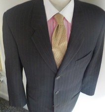 GIORGIO ARMANI 100 Virgin Wool Brown Pinstriped 3 Button Blazer SZ 40R Italy