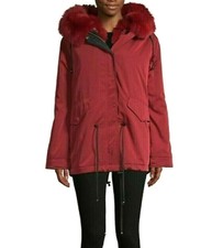 Nicole Benisti Ludlow Fox & Rabbit Fur Lined Parka Womens 2 In 1 Jacket Size L