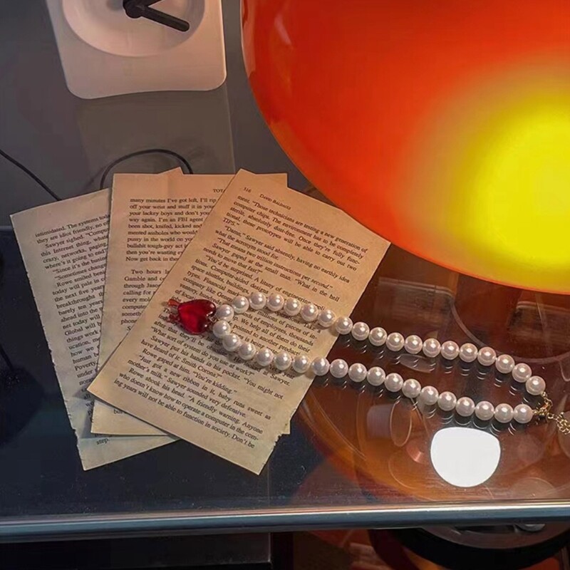 Sweet Cool Heat Pendant Necklace Trendy Imitation Pearls Choker