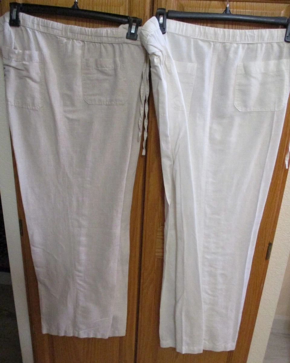 2)Liz Claiborne Womens Straight Linen Drawstring Pants XL