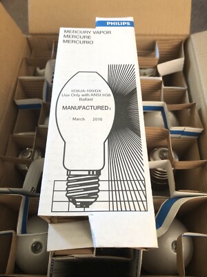 Lot (12) NEW Philips H38JA-100/DX Mogul 100 Watt Bulb HID Mercury Vapor Lamp