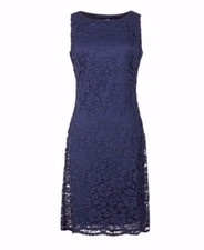 Chaps by Ralph Lauren Misses Soho Navy Blue Floral Lace Sheath Dress Size 8