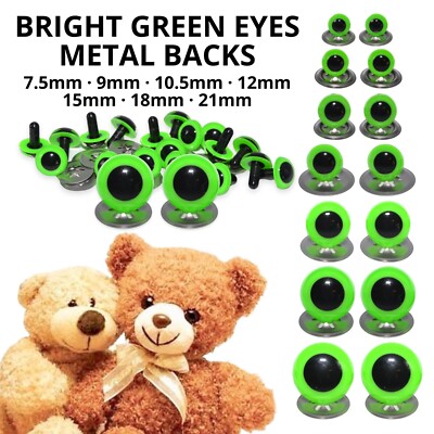 HELLGRÜNE Augen mit METALLRÜCKEN - traditioneller Teddybär Spielzeug Puppe Tier