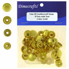 Leathercraft 7/16 Inch Line 20 Snap fastener kit CT.15 w/Tools - Gold