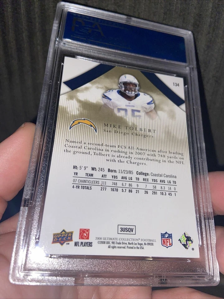 2008 Ultimate Collection #134 Mike Tolbert Psa 8 Rookie Pop 1/1 #/275 highest - Image 2 of 3