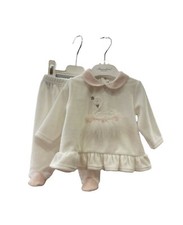 COMPLETO NEONATA LATTE CON CIGNO PERLE E PIUME BARCELLINO