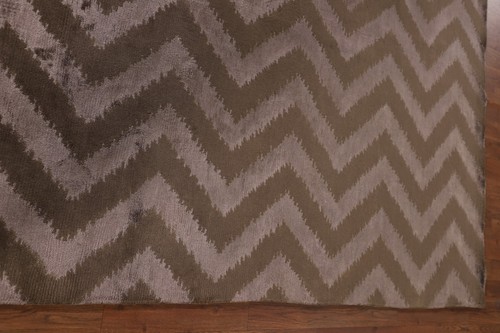 Authentic Hand-Knotted Nepalese Indian Chevron Rug 6x9 ft Carpet - Picture 12 of 19