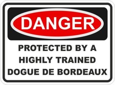 Dogue De Bordeaux Hund Gefahr Aufkleber / Hoch Auflösung Vinyl Wasserfest