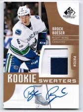 17/18 2017 SP GAME USED BROCK BOESER RS-BB ROOKIE SWEATERS PATCH AUTO /49 CANUCK