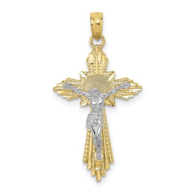 Echter 10kt Bicolor Diamantschliff Kruzifix Anhänger