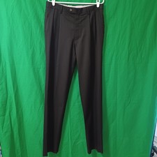 Berle Mens Black 100 Worsted Wool Pleated Dress Pants Slacks Size 33 Unfinished