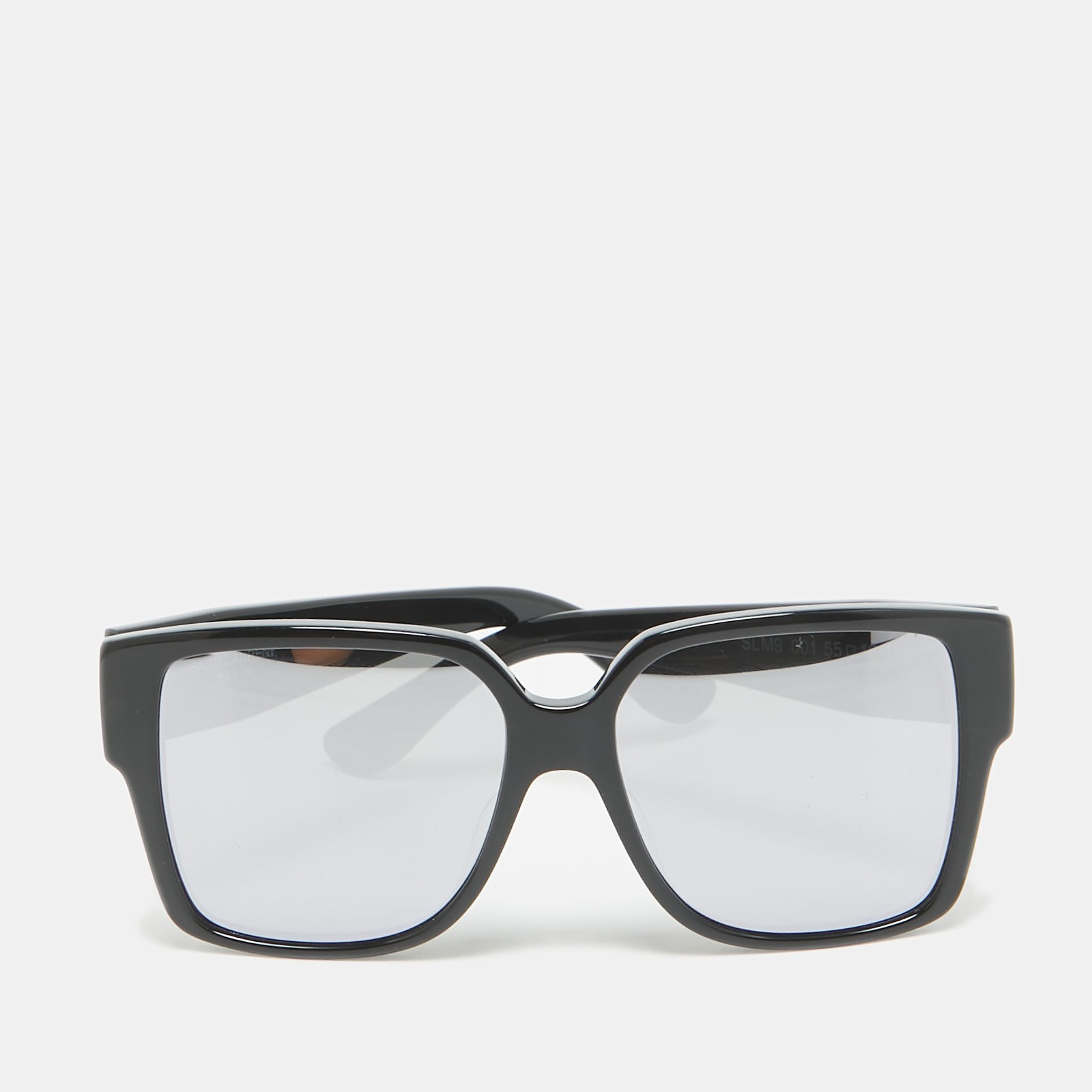 Occhiali da sole Saint Laurent nero argento SLM9 001 quadrati a specchio