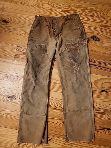 Vintage Carhartt B01 BRN Double Knee Carpenter Pants Distressed 31 X 28 USA - Image 1
