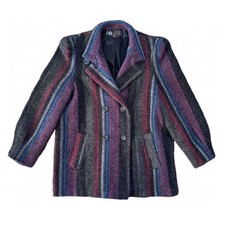 Vintage 100% Wool Multicolor Striped Double-B...