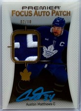 2025-26 UD Premier Hockey #PFP-AM Focus Auto Patch Auston Matthews /10 - Leafs