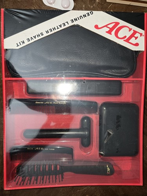 #ad #ad VINTAGE GOODY ACE Genuine Leather Shave Kit Soap Brush Case 2 Combs Sealed 1996 $29.99