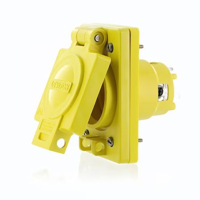 Leviton 69W81 Locking Receptacle, L21-30R, 30 A, Three Phase, 4 Pole, Flush