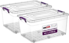BH | 40L - 2 PCS Clear Large Plastic Storage Box with Lids on Wheels