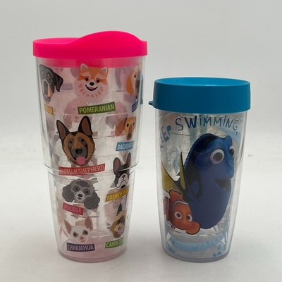 2 Animal Theme Dog Finding Nemo Dory tervis 24oz. insulated tumblers w/ Lid