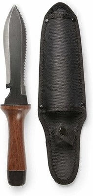 Hori Hori Garden Knife, Weeding Tool with wooden handle 7'' Blade with case