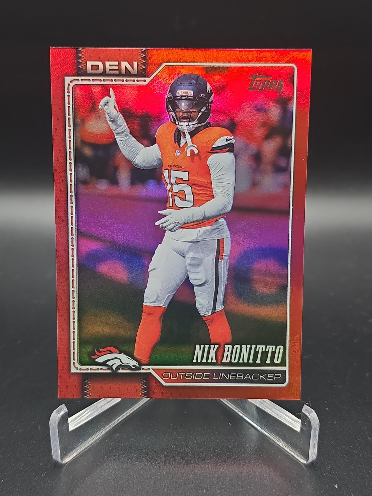 NIK BONITTO 2026 TOPPS FLAGSHIP FOOTBALL RED FOIL /5 #61 BRONCOS 