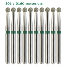 10pcs/pk Diamond Bur Round Burs 801-016C Coarse Grit FG Friction Grip High Speed