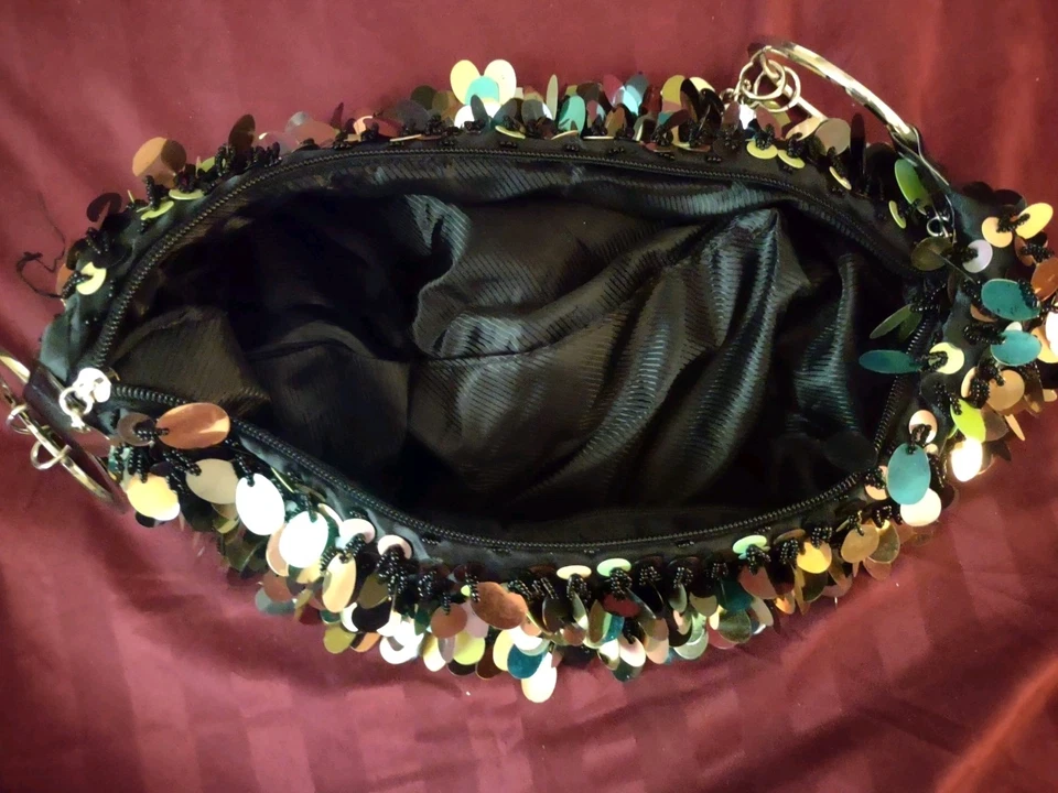 Cartera Lentejuelas Y2K Excelente Estado Dorado Plata Negro Púrpura Foto 3 de 3