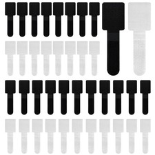 40-Pack Self-Adhesive Hook and Loop Cable Ties Adjustable Sticky-Back Cord ...