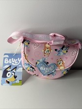 Official Bluey Kids Crossbody Bag – Pink Handbag with Bingo, Adjustable Strap