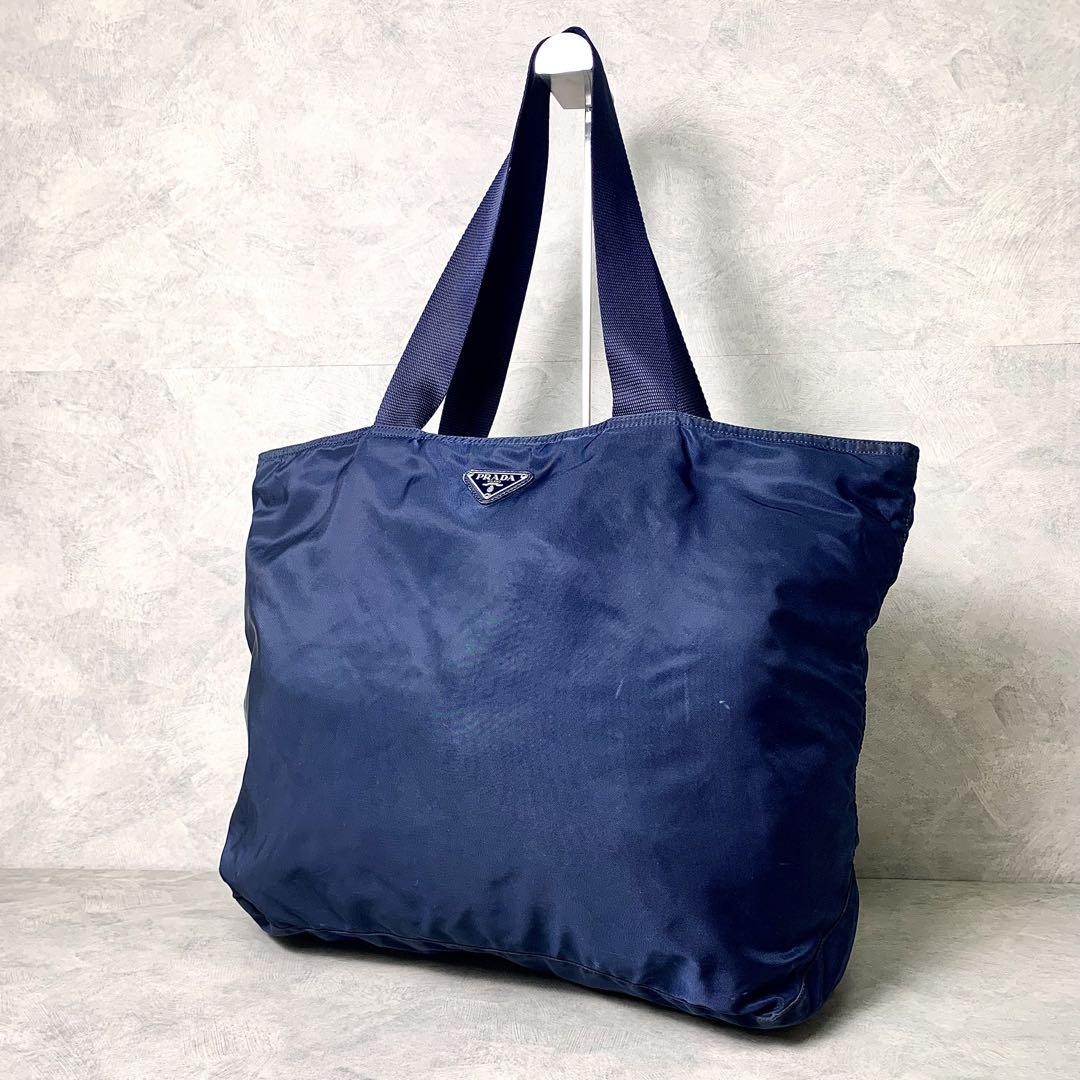 PRADA Nylon Tote Bag Auth Navy Women Italy 123393 | eBay