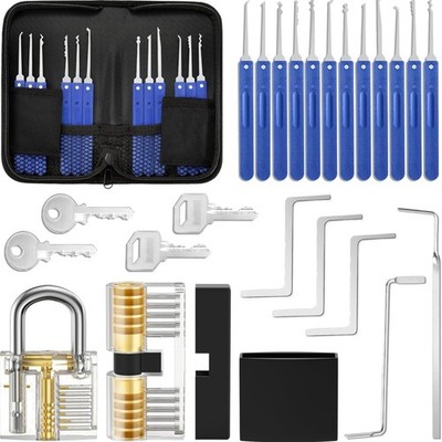 Lockpicking Set 17-teiliges Dietrich Set mit 2 Trainingsschlössern + Anleitung