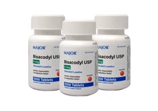3-PACK Major Bisacodyl Stimulant Laxative 1000-Count Each SAME-DAY SHIP