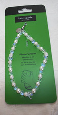 NWT Kate Spade phone charm Blue  White beads.All phone cases.Company name charm